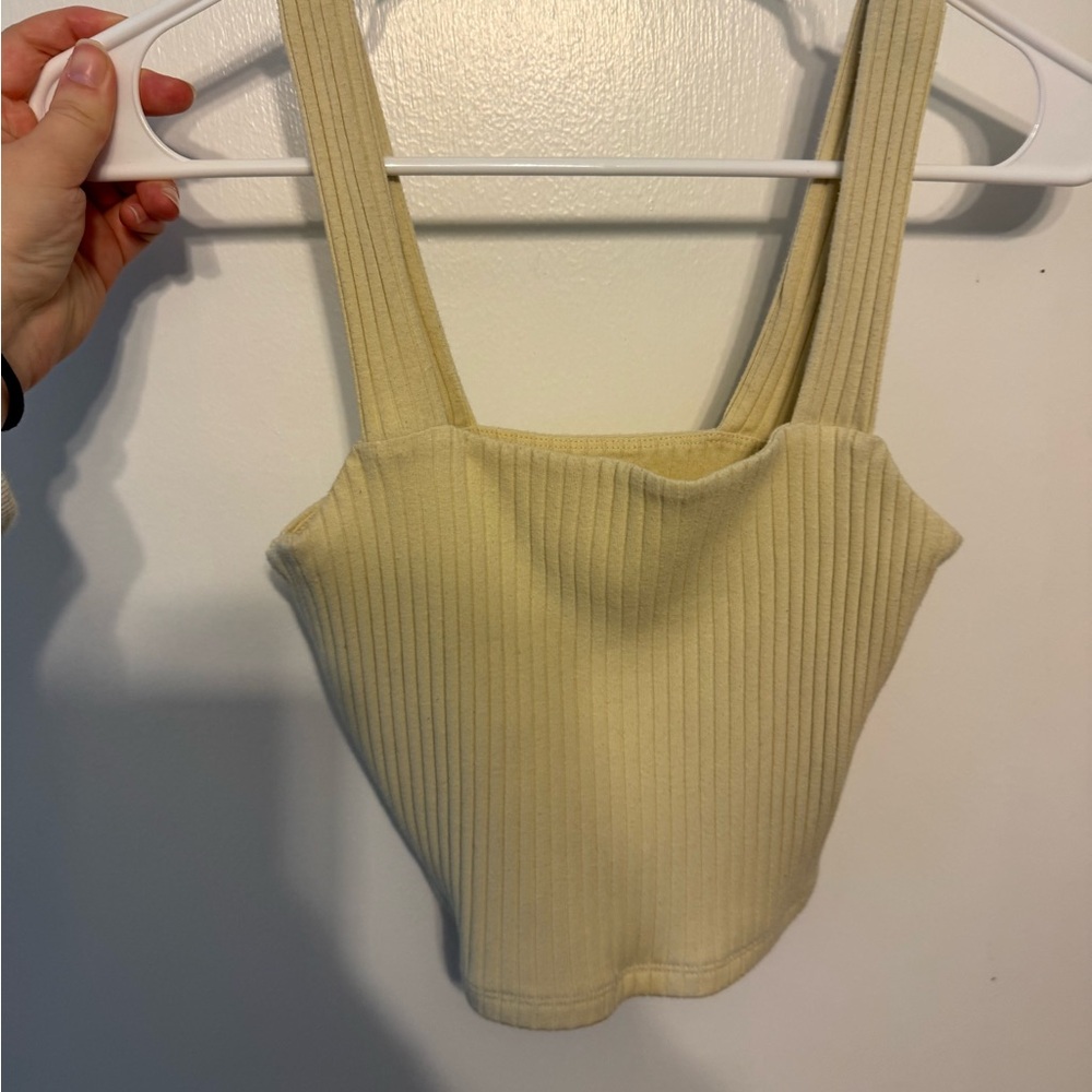 American Eagle Outfitters Ribbed Tan Crop Top
